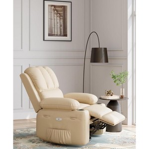 22'' Recliner Chai, Manual PU Leather Recliner with Cup Holders & Side Pockets, Ergonomic Design for Nursery, Living Room, Bedroom - 1 of 4