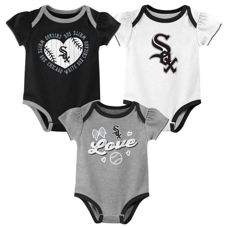 MLB Chicago White Sox Infant Girls&#39; 3pk Bodysuit, 1 of 5