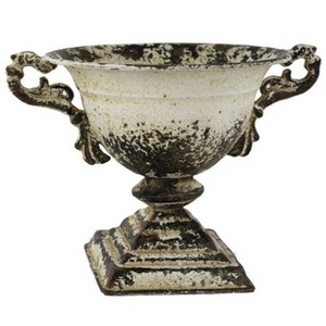 Slickblue Distressed White Metal Planter Urn - 1 of 3