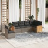 vidaXL 6 Piece Patio Sofa Set with Cushions Gray Poly Rattan - Without Table - 2 of 4