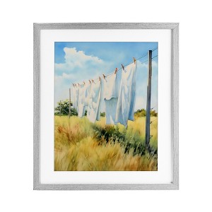 Stupell Industries Clothing Line in Windy Meadow Framed Print Under Glass Art - 1 of 4