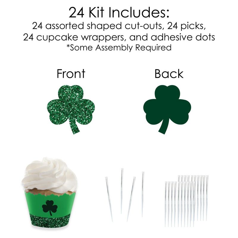 Big Dot of Happiness St. Patrick's Day - Cupcake Decoration - Saint Paddy's Day Party Cupcake Wrappers and Treat Picks Kit - Set of 24, 5 of 9