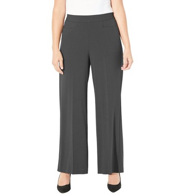 Catherines Women's Plus Size Refined Wide Leg Pant - 0x, Rich Grey : Target