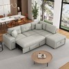 86.6"W L-Shaped Sectional Sofa with a Movable Ottoman, Pull-out Sofa Bed with 2 USB Ports and 2 Cup Holders 4B - ModernLuxe - 3 of 4