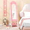 Tangkula Kids Jewelry Armoire Cabinet Freestanding Full Length Dressing Mirror with Large Capacity Pink/White - 2 of 4