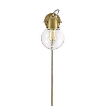 9.5" Mid-Century Single Glass Globe Plug-In Wall Sconce (Includes LED Light Bulb) Antique Brass - Cresswell Lighting