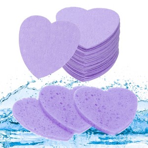 Unique Bargains Daily Skincare Home Travel Compressed Heart Shape Facial Sponges 2.5" 60 Pcs - 1 of 4