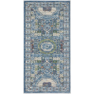 Nourison Global Vintage Ivory Light Blue Bohemian Indoor Rug