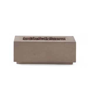 Aidan Outdoor 40000 BTU Light Weight Concrete Rectangular Fire Pit Light Gray - Christopher Knight Home - 1 of 4
