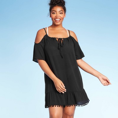 black open shoulder dress