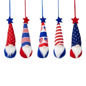 Northlight Hearts, Stars and Stripes Patriotic Gnome Ornaments - 6.5" - Set of 5 - 1 of 4