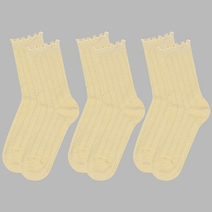 Alilang Women's Adorable Ruffled Lace-Up Socks Wicking Cotton for Casual Comfort 3 Pairs - 1 of 4