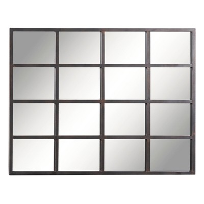 Black Window Pane Industrial Full-Length Wall Mirror 48"