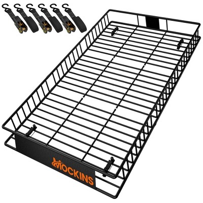 Mockins 90"x50"x6" Cargo Roof Rack Basket with Waterproof Ratchet Straps