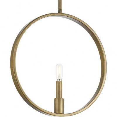 Progress Lighting Breckenridge 1-Light Pendant Aged Bronze, Steel, Modern Farmhouse, Circular Frame, Candelabra Base