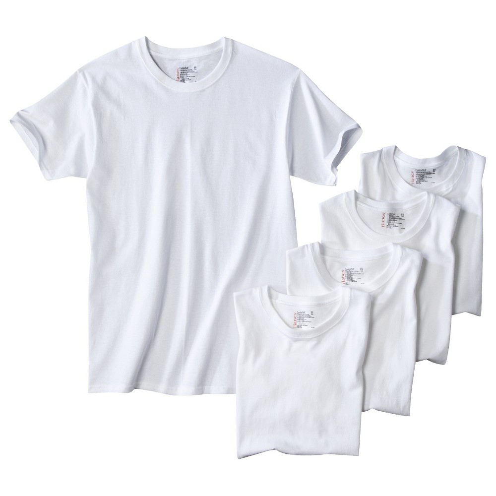Hanes Men's 5pk Crew Neck T-Shirt With Fresh IQ - XXL- White