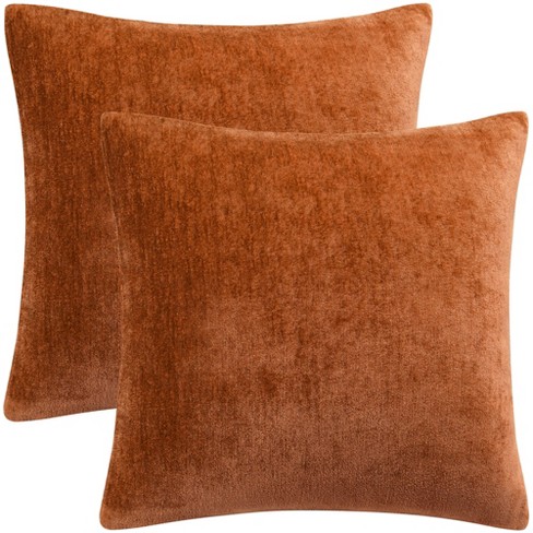 Soft Textured Throw Pillow Covers 20x20 inch Coral Orange, Set of