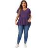 Agnes Orinda Women's Plus Size V Neck Ruffle Sleeve Pleated Peplum Blouses - 3 of 4