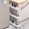 YIGII Slim Storage Cart 3 Tier,Bathroom Organizer Rolling Utility,Mobile Shelving Unit Slide Out for Kitchen, Laundry Room & Narrow Places - 2 of 4