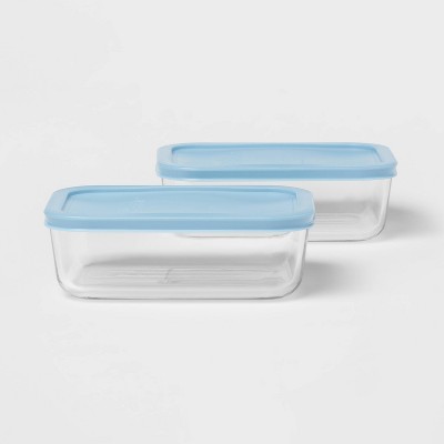 4 Cup 2pk Rectangular Glass Food Storage Container Set - Room Essentials™