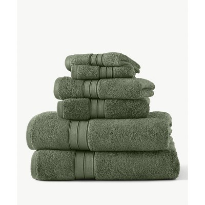 6pc Liam Towel Set Eucalyptus - Blue Loom: 100% Cotton, Heavyweight, Machine Washable, Assorted Sizes