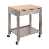 Seville Classics Stainless Steel Work Center Island Table Kitchen Cart with Wood Top - 2 of 4