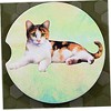 E & S Imports 2.5 Inch Calico Cat Car Coaster Super Absorbent Feline Coasters - 3 of 3