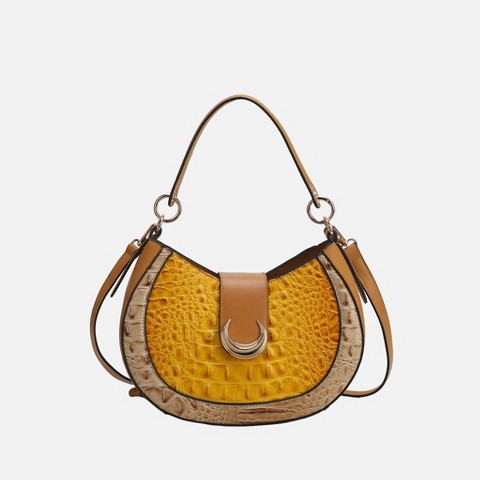 MKF Collection Shoulder Crossbody Bag Half-Moon Croc-Embossed Snap Closure, Jain | MKF Collection by Mia K - Yellow