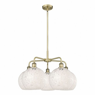 White Mouchette - 5 Light Stem Hung Chandelier In Modern Style-17.25 Inches Tall and 28 Inches Wide