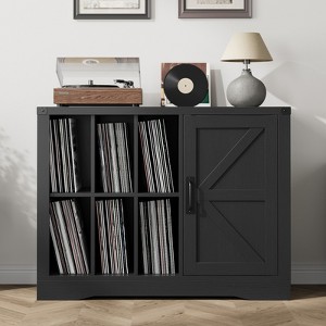 Garvee Record Player Stand Cabinet with Storage, Farmhouse Turntable Stand with Door & 6 Display Holder Shelves for Living Room, Bedroom - 1 of 4