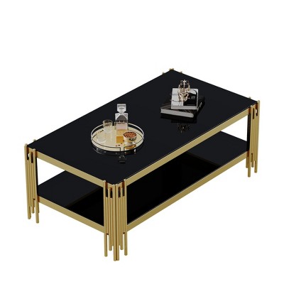 NicBex Modern 19.69" Square Coffee Table with Tempered Glass Top and Steel Frame for Living Room and Bedroom