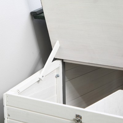 Gray Wooden Chicken Coop with Nesting Box and Run