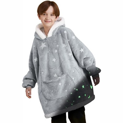 Joyfy Wearable Blanket Hoodie for Kids Adults Christmas Oversized Flannel Fleece Sweatshirt Blanket Cozy Blanket Birthday Gift for Family Girls Boys