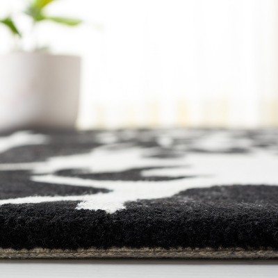 Black and White Tufted Wool and Viscose Runner Rug