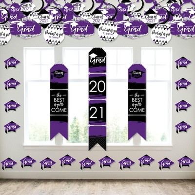 Big Dot of Happiness Purple Grad - Best is Yet to Come - Wall and Door Hanging Decor - 2021 Purple Graduation Party Room Decoration Kit