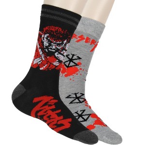 Berserk Men's Guts Symbol Anime Manga Knit Crew Socks 2 Pair - 1 of 4