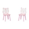 APRILSOUL 23.62 inch Wide Kids Table and Chair Set, 3-Piece Wooden Toddler Desk with Animal Backrest, Activity Table for Drawing Learning Playroom - 3 of 4
