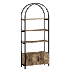 Bookcase,  71.5 Inch Tall Industrial Book Shelf with Metal Frame and Storage,4 Tier Arched Bookshelf, Display Shelf for Living Room and Office - 1 of 4