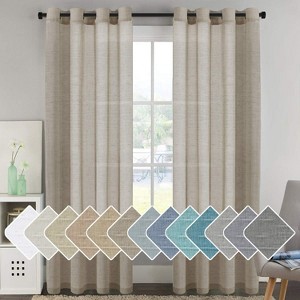 Natural Linen Blended Semi-Sheer Curtains Privacy Assured with Nickel Grommet for Living Room - 1 of 4