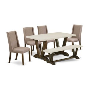 HomeStock 6-Pc Multi-Color Solid Wood Top-Rectangular Upholstered Dining Room Set-Seats 4 - 1 of 4