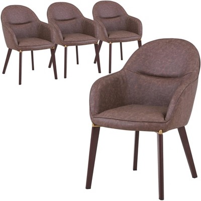 Elias Dining Chair Upholstered in Velvet and Powder Coated Legs Set of 4, Beige