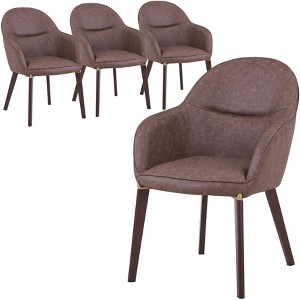 Elias Dining Chair Upholstered in Velvet and Powder Coated Legs Set of 4, Beige - 1 of 4