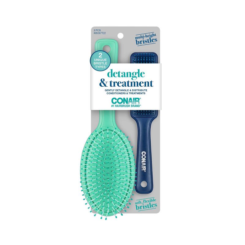 Conair Detangle &#38; Treatment Hair Brush Set - Navy/Teal - 2pk, 1 of 7