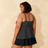 Women's Polka Dot Twist-Front Plunge Tankini Top - Shade & Shore™ Black/White - 2 of 3
