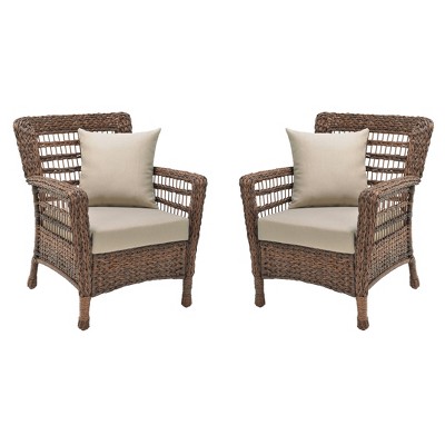 2pc Modern Concept Faux Sea Grass Resin Rattan Chair Set - W Unlimited