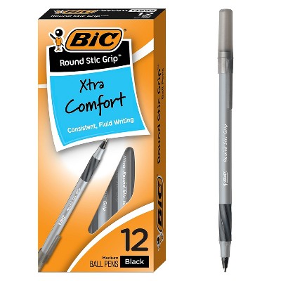 BIC Xtra Comfort Round Stic Grip Ballpoint Pens Medium Point Black Ink 382241