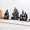 AuldHome Design Spooky Halloween House Village Silhouettes, 3pc Set; Scary Haunted House Wood Statue Figurines Centerpiece Set - 2 of 4