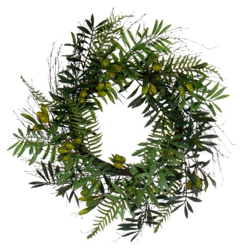 Vickerman 24" Artificial Mixed Olive Leaf Wreath - image 1 of 4