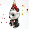 Cute Panda with Santa Hat and Gift Blown Glass Christmas Ornament| OrnamentallyYou - 4 of 4