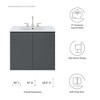 Modway Bryn 30Inch Wall-Mount Bathroom Vanity – Compact Floating Cabinet with Sink, Storage Drawer and Oak Grain Finish - 2 of 4